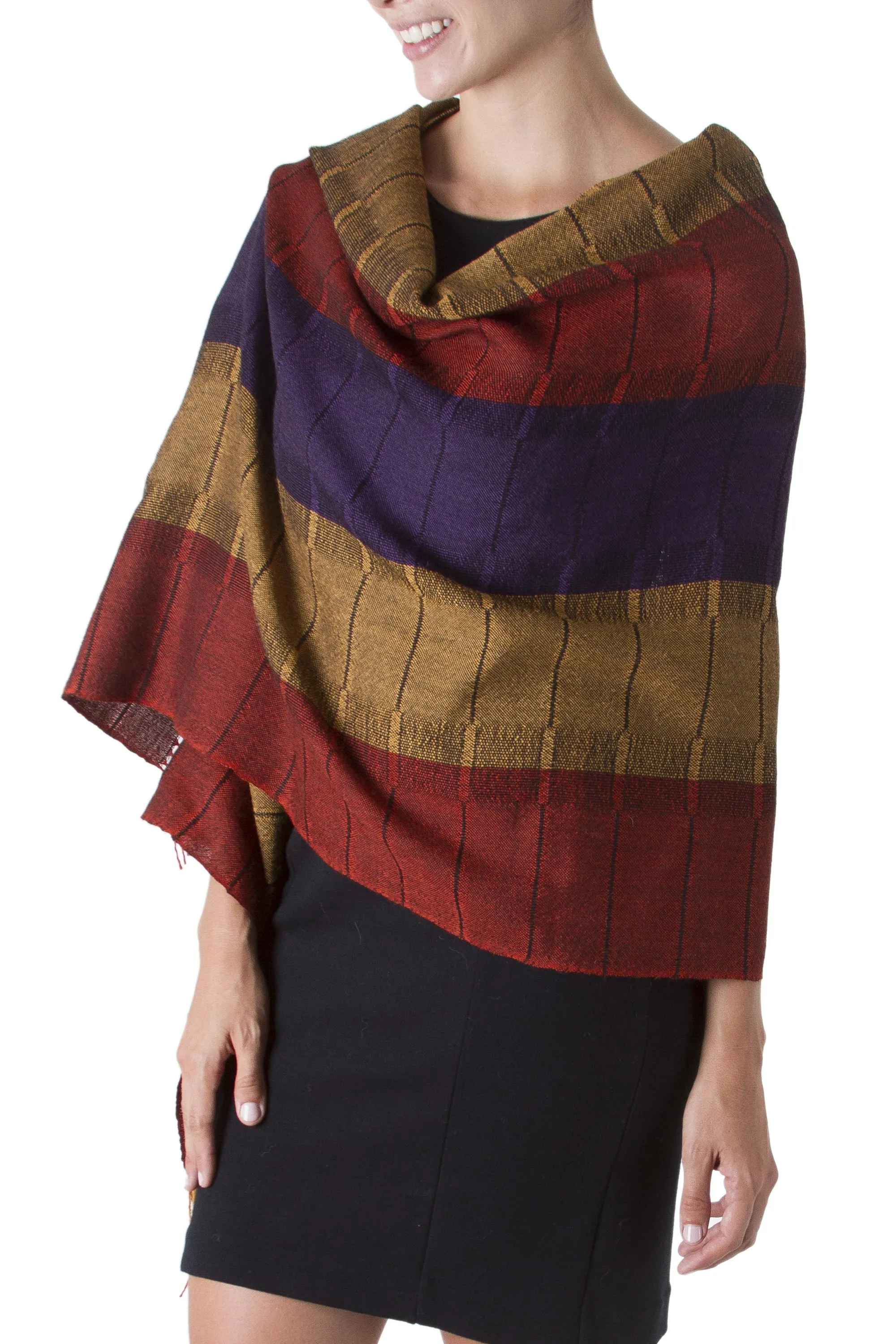 100% alpaca shawl - Dahlias of Tarma | NOVICA