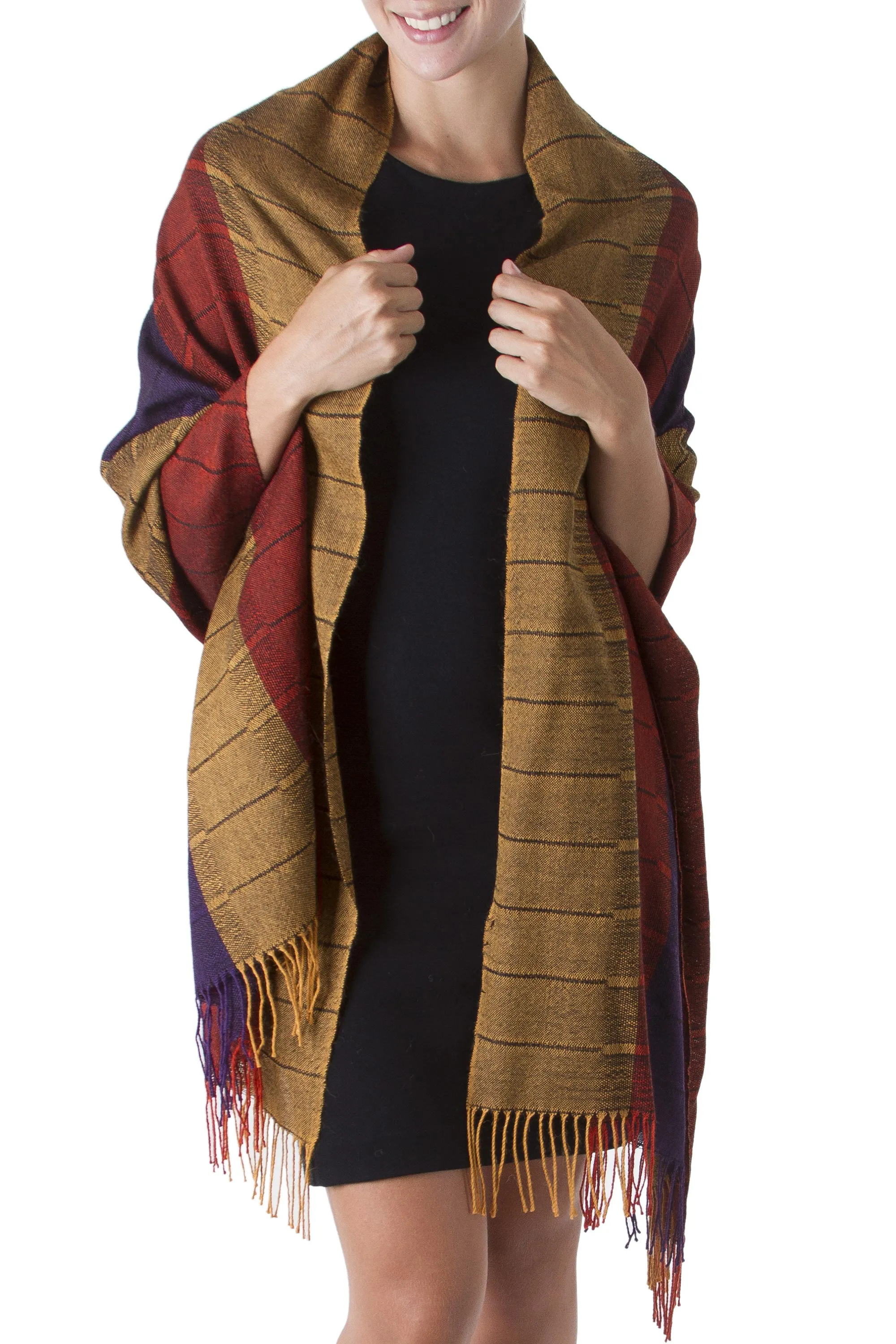 100% alpaca shawl - Dahlias of Tarma | NOVICA