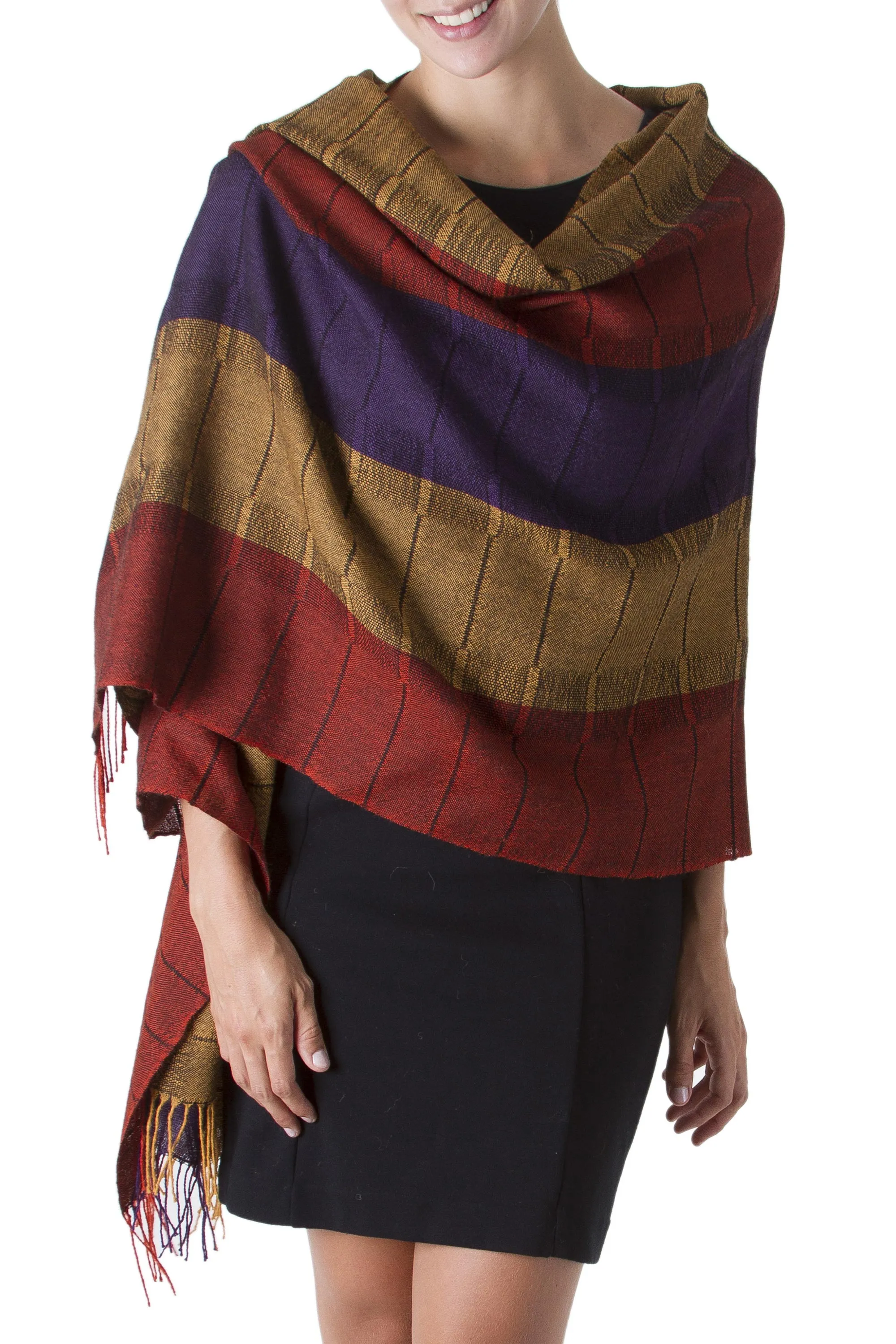 100% alpaca shawl - Dahlias of Tarma | NOVICA