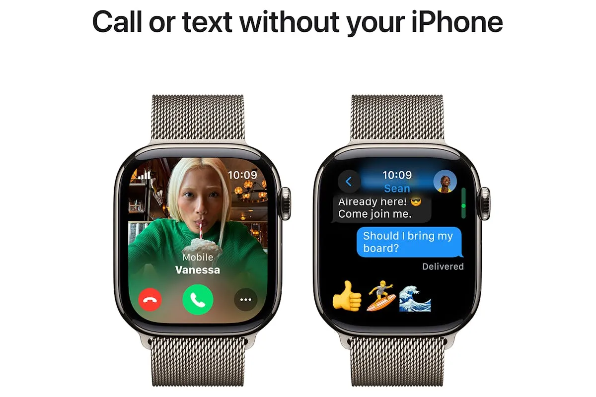 Apple Watch Series 10 GPS   Cellular | 42mm | Natural Titanium Case with Natural Milanese Loop