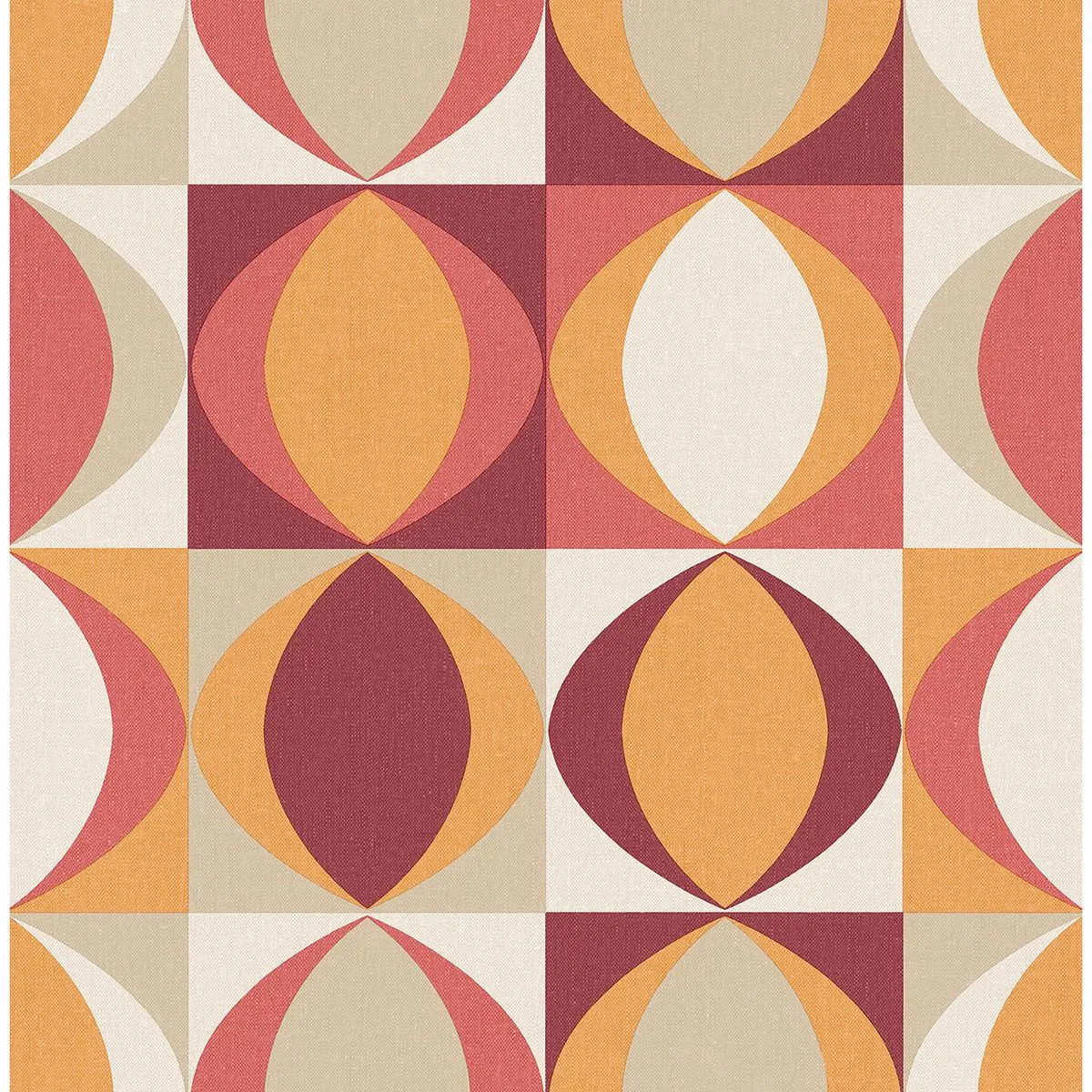 Archer Linen Geometric Wallpaper in Red from the Bluebell Collection