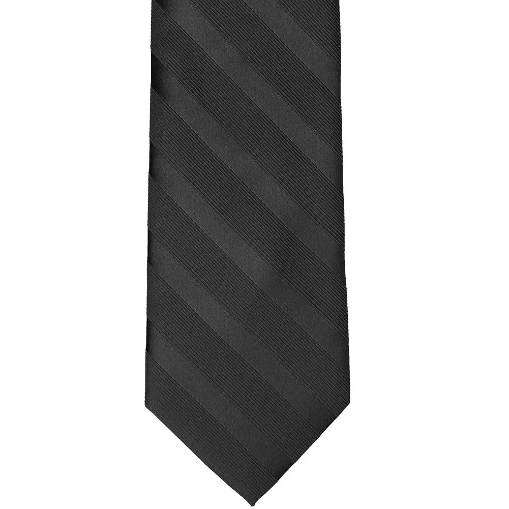 Black Elite Extra Long Striped Necktie