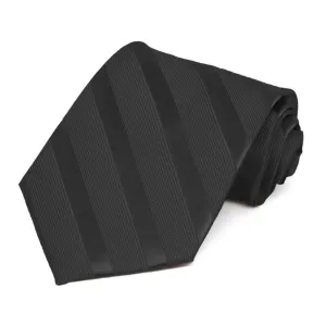 Black Elite Extra Long Striped Necktie