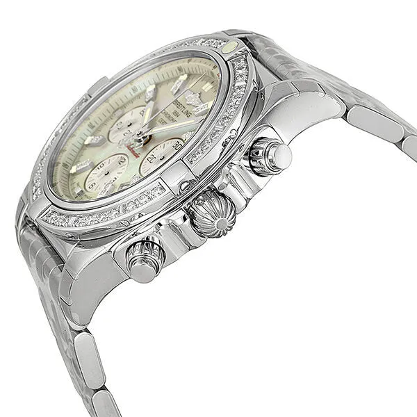 Breitling Chronomat 44 Mother of Pearl Dial Diamond Bezel Men's Watch AB011053-G686SS AB011053-G686-375A