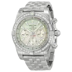 Breitling Chronomat 44 Mother of Pearl Dial Diamond Bezel Men's Watch AB011053-G686SS AB011053-G686-375A