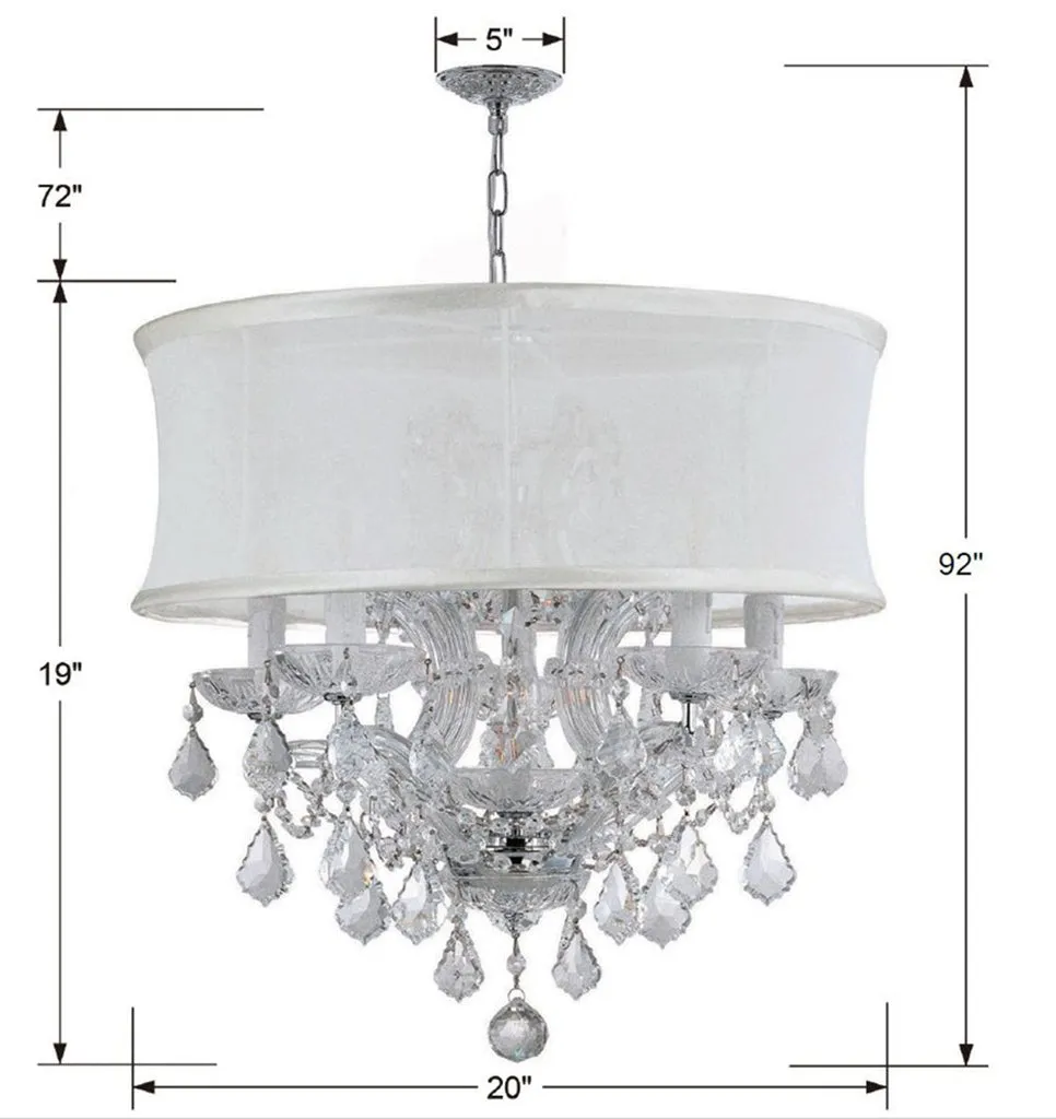 Brentwood 6 Light Spectra Crystal Polished Chrome Drum Shade Chandelier