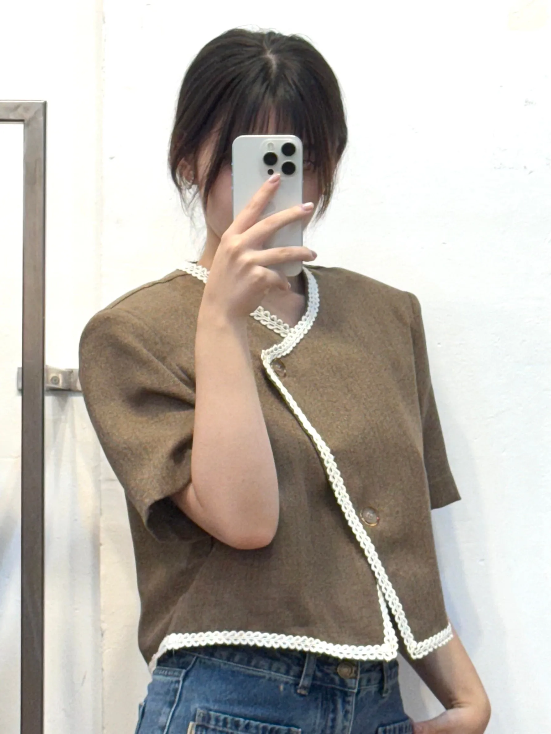 Brown casual short jacket
