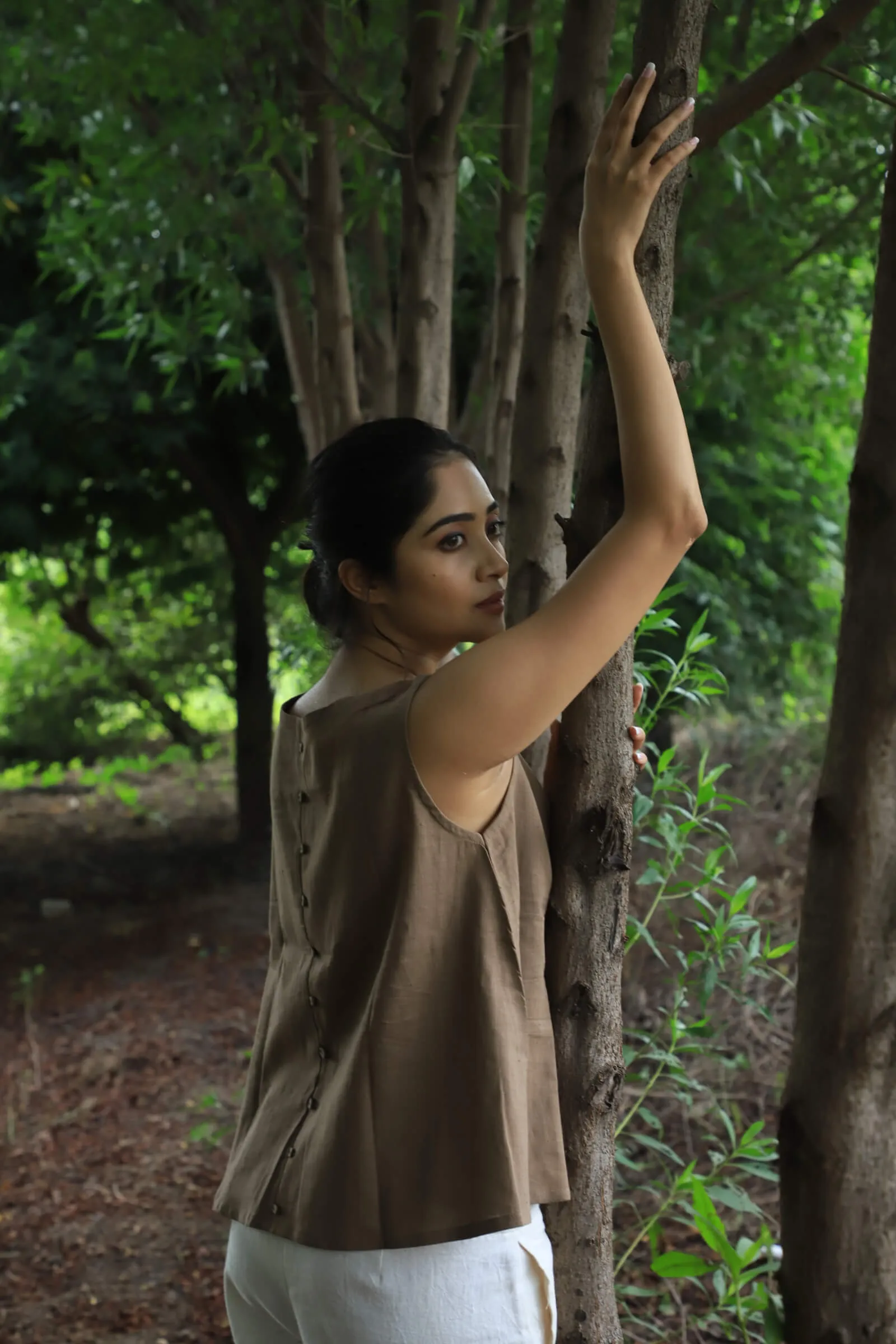 Brown Kala Cotton Tunic Top for Women
