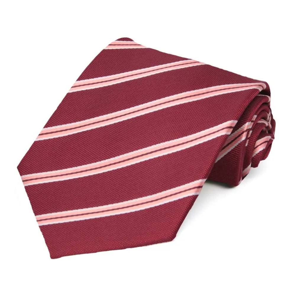 Burgundy Melvin Striped Necktie