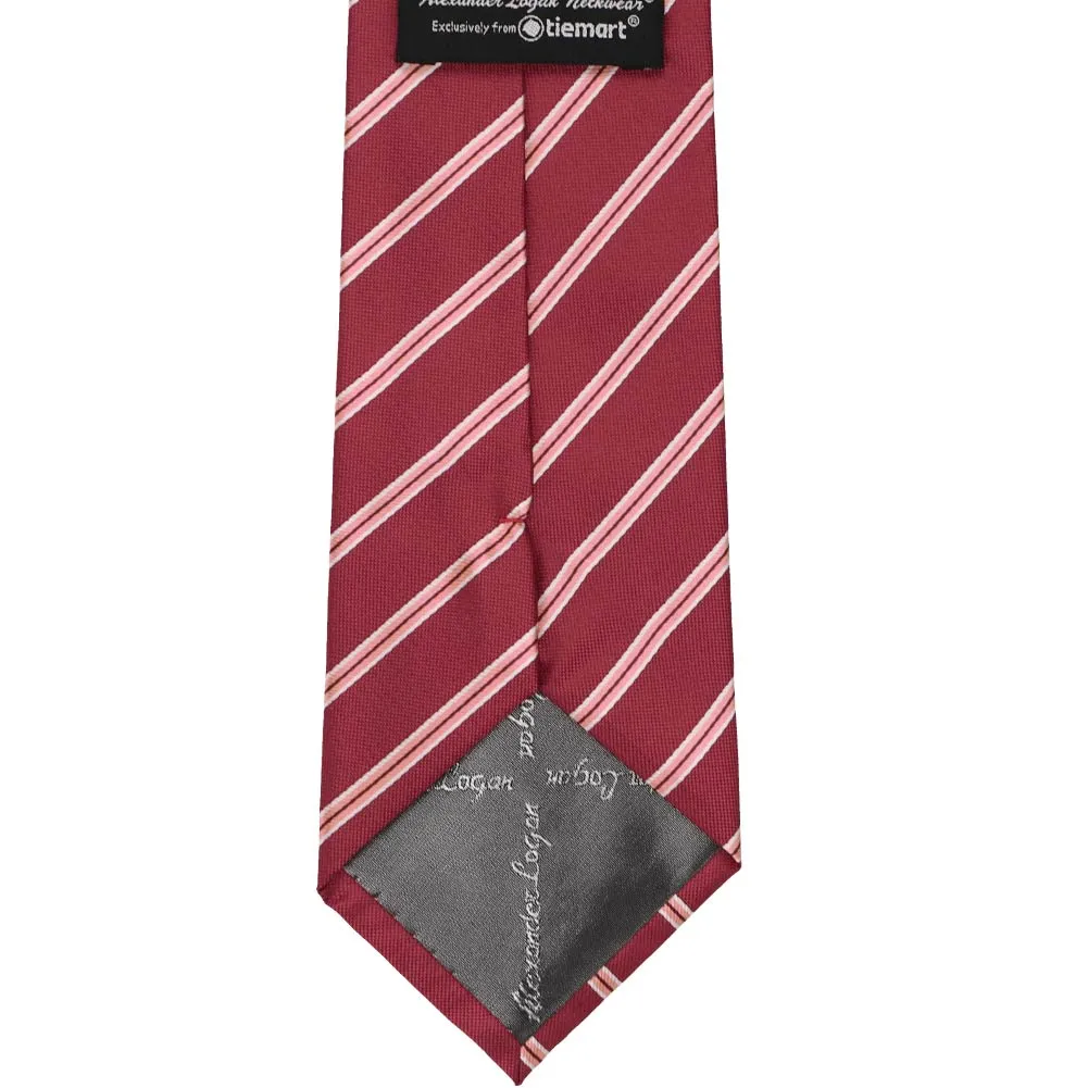 Burgundy Melvin Striped Necktie