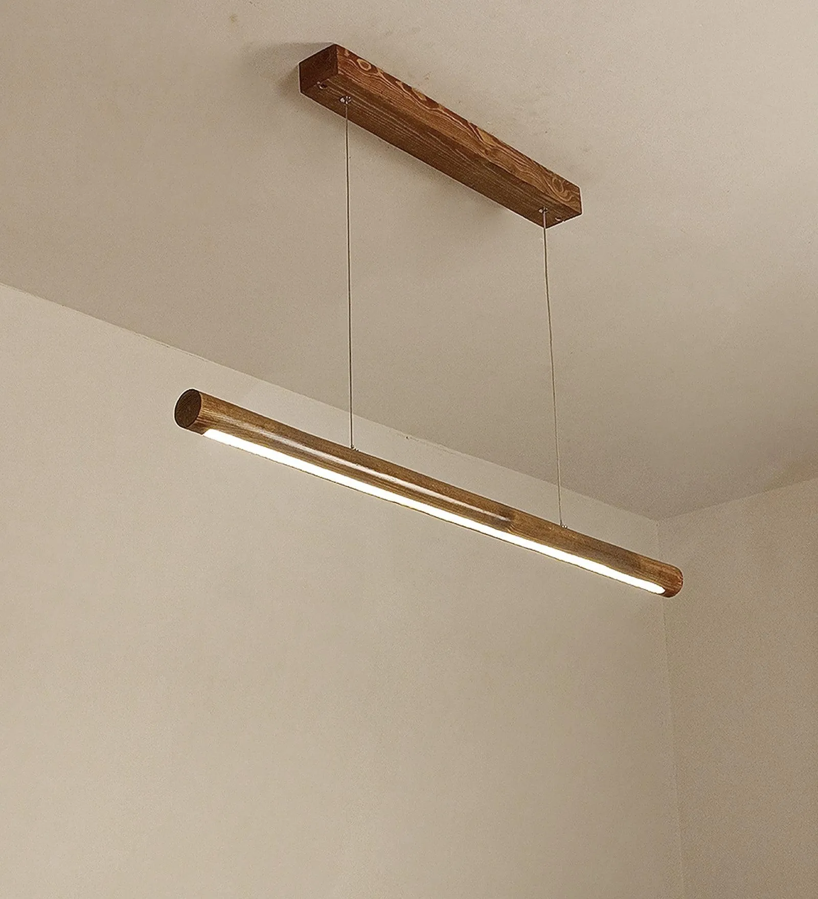 Cannula Brown Wooden Led Hanging Lamp | Pendant Light for Home Decor