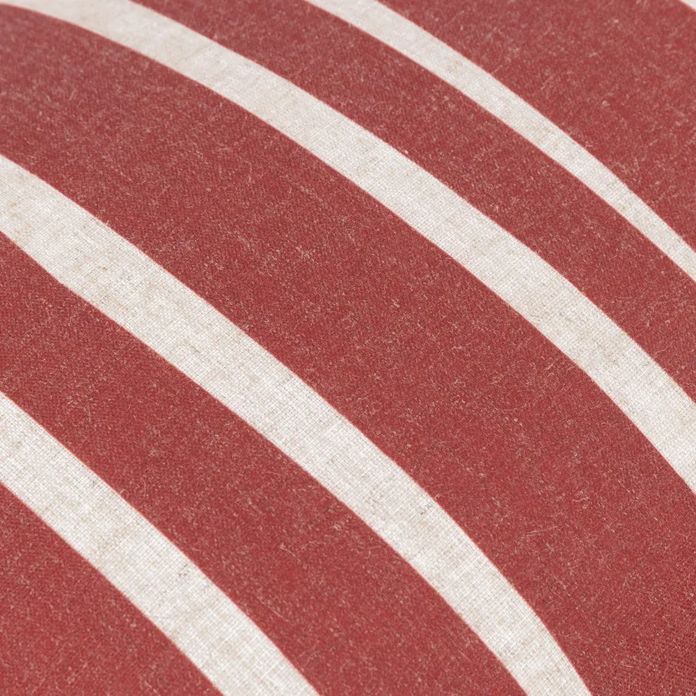 Carmon Stripe Ruffle Cushion Linen/Red