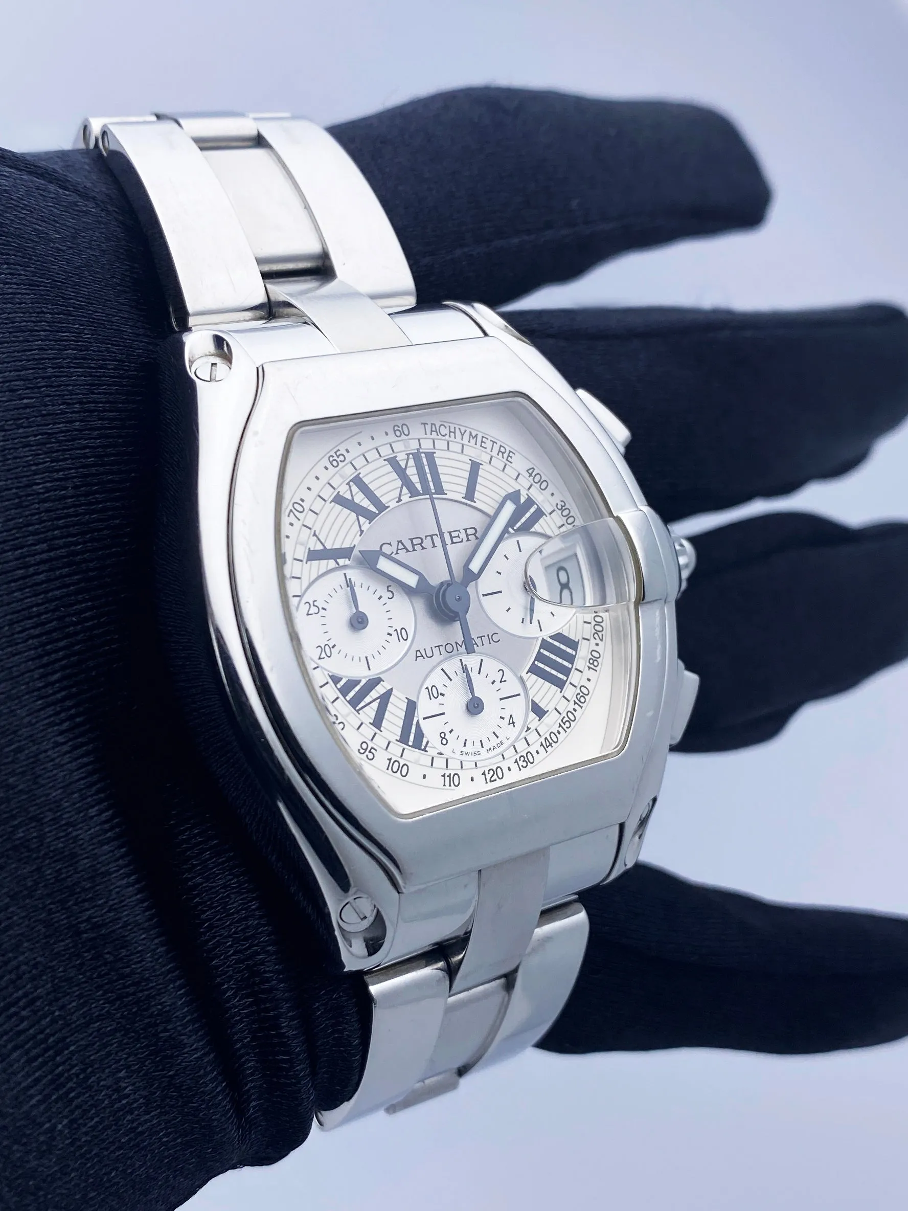 Cartier Roadster XL 2618 Sliver Dial Mens Watch