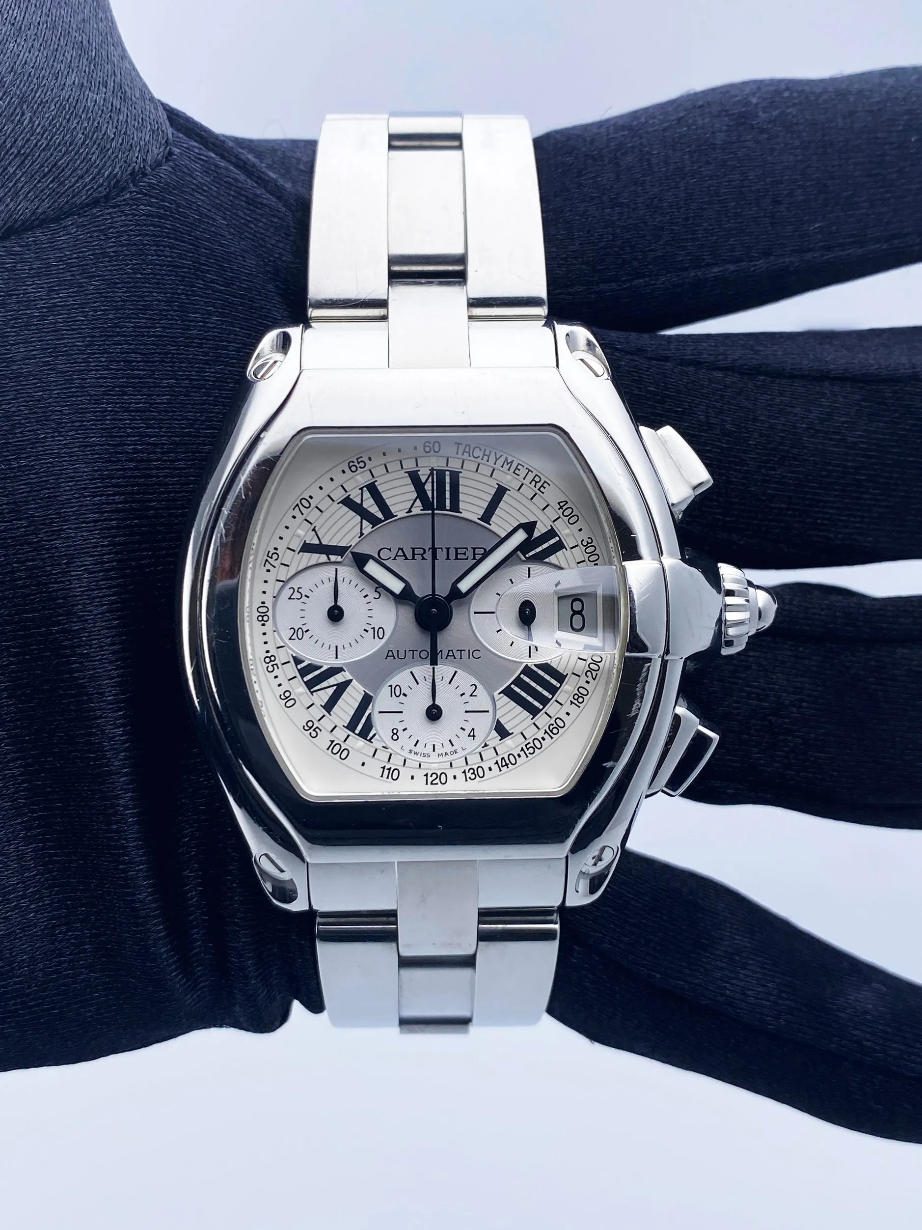 Cartier Roadster XL 2618 Sliver Dial Mens Watch