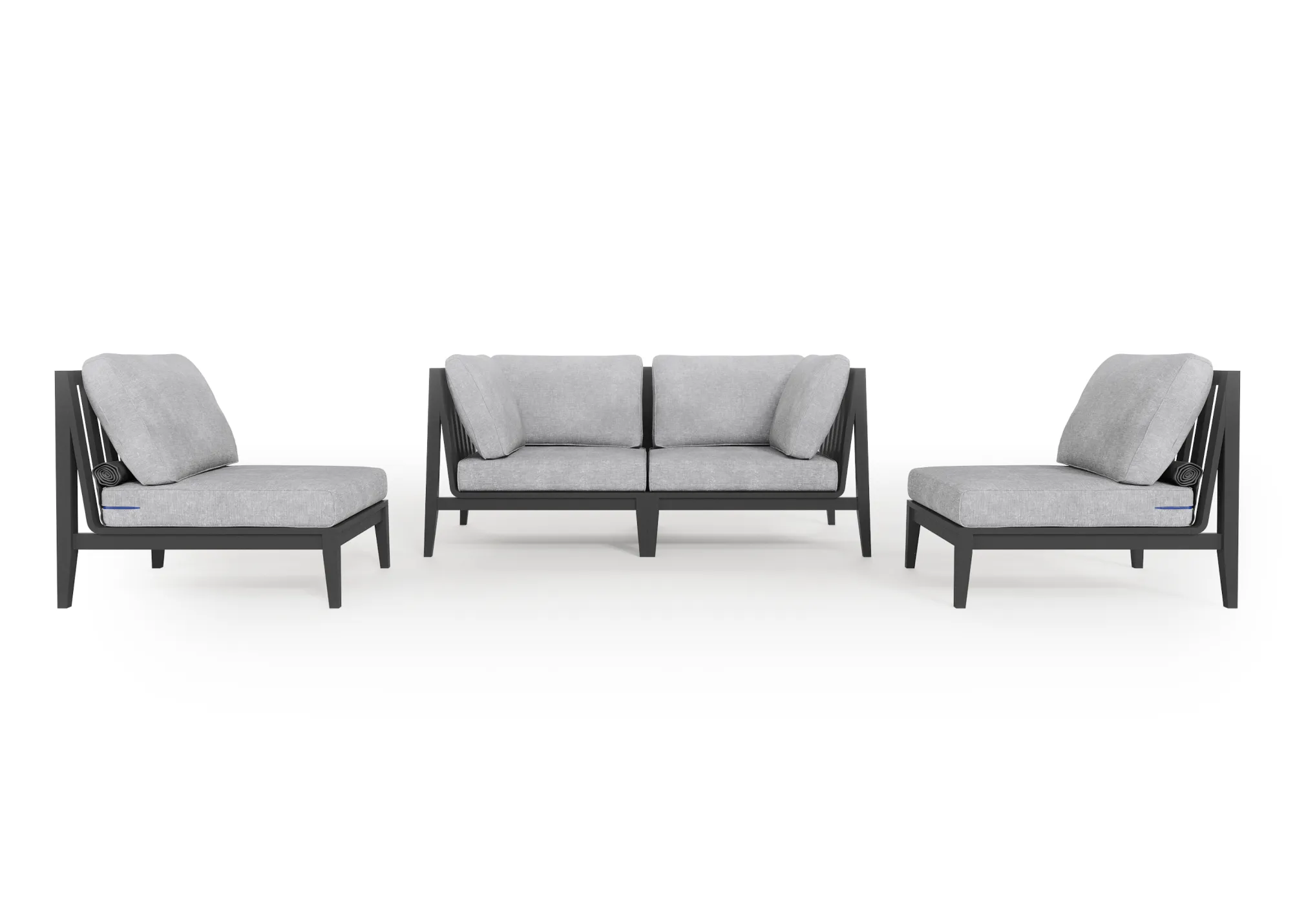 Charcoal Aluminum Outdoor Loveseat with Armless Chairs - 4 Seat