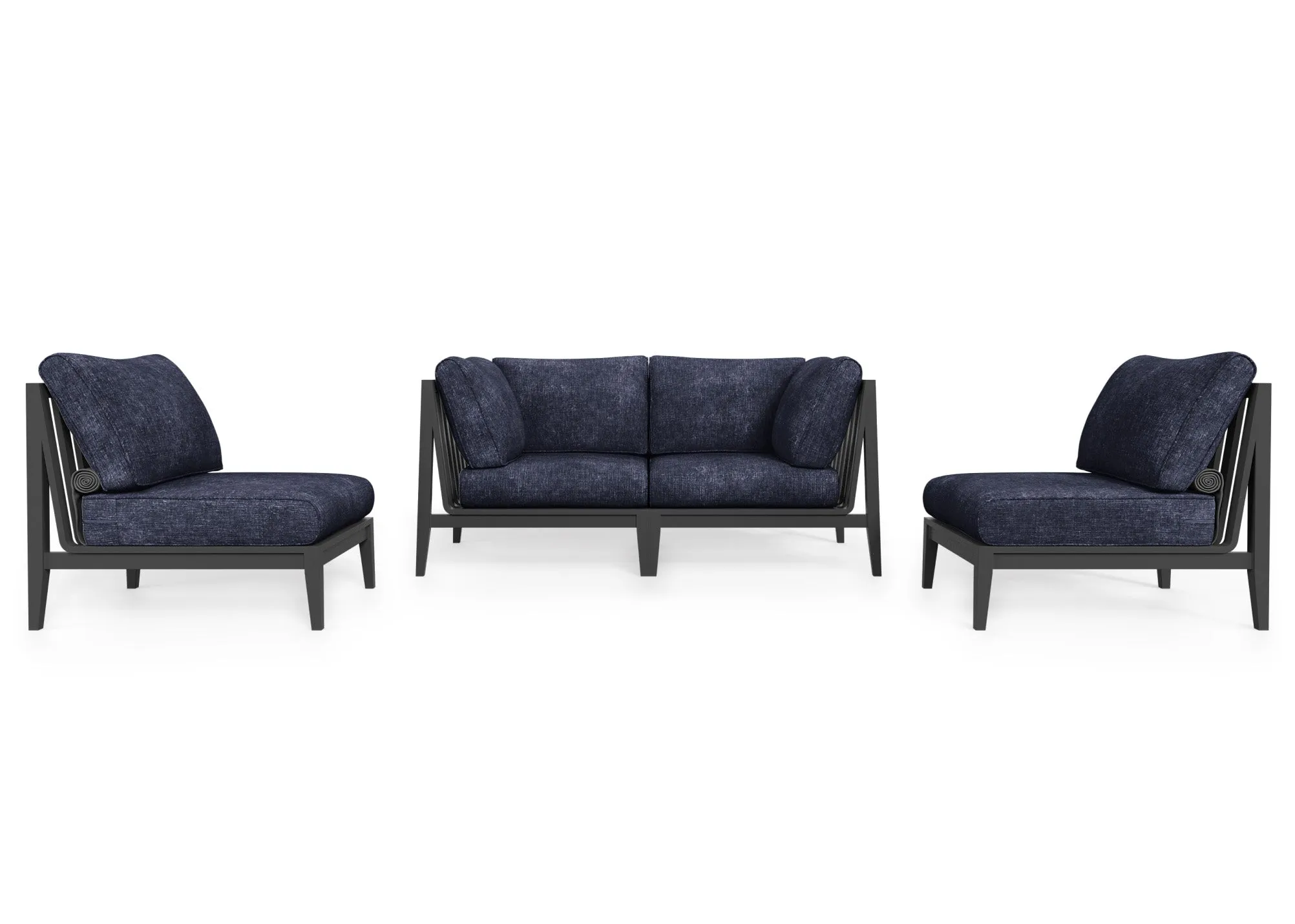 Charcoal Aluminum Outdoor Loveseat with Armless Chairs - 4 Seat