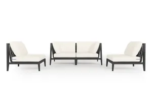 Charcoal Aluminum Outdoor Loveseat with Armless Chairs - 4 Seat