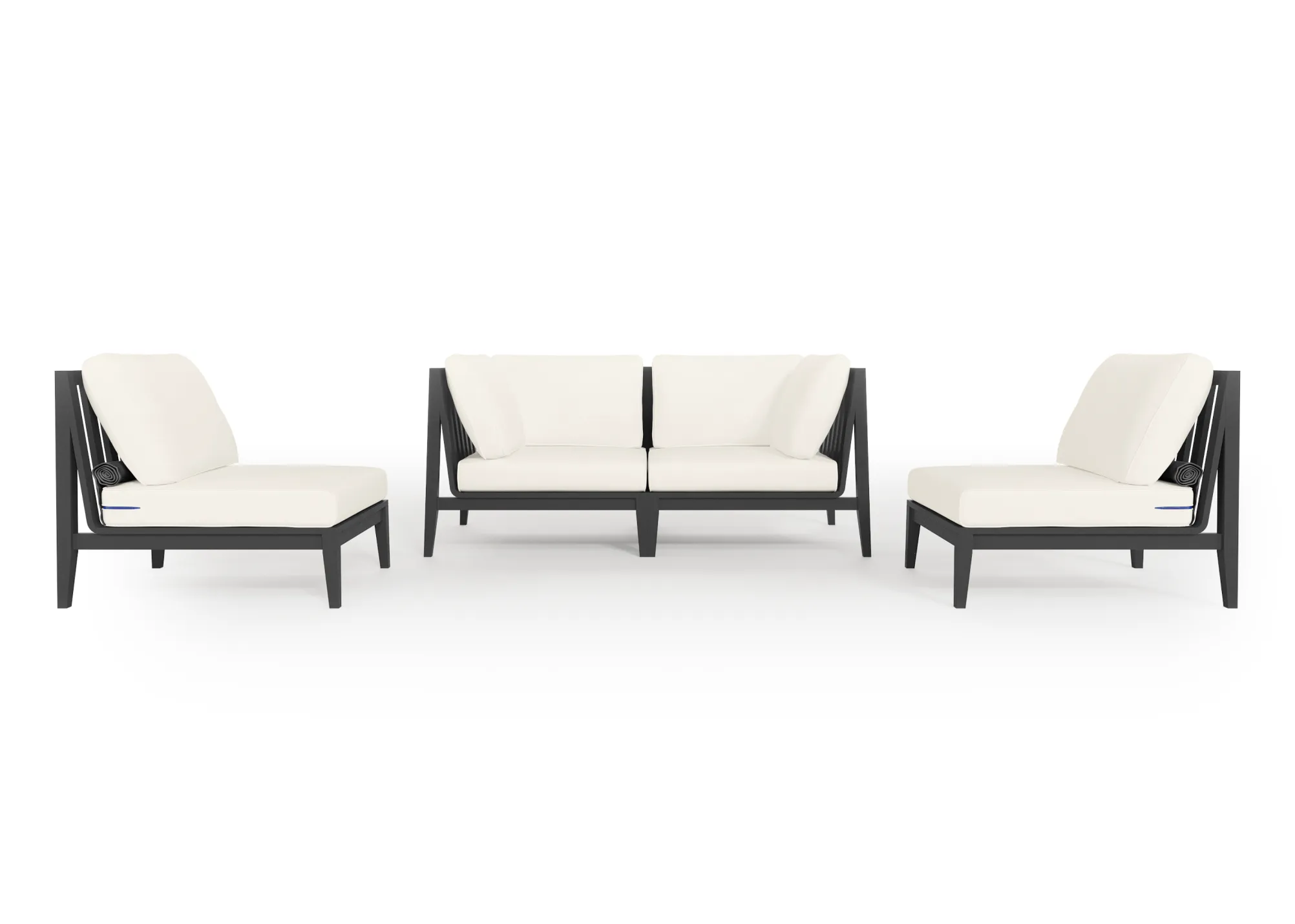 Charcoal Aluminum Outdoor Loveseat with Armless Chairs - 4 Seat