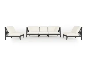 Charcoal Aluminum Outdoor Sofa with Armless Chairs - 5 Seat