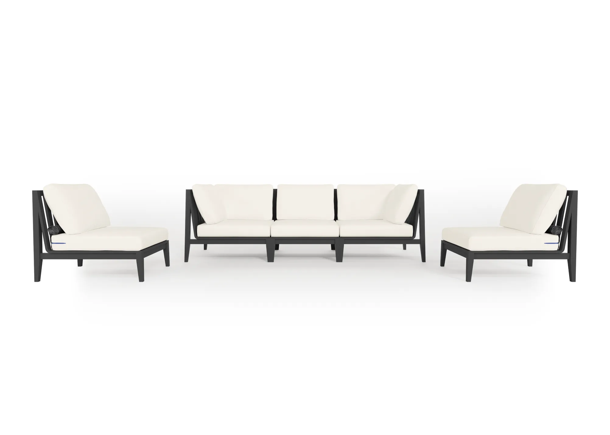 Charcoal Aluminum Outdoor Sofa with Armless Chairs - 5 Seat