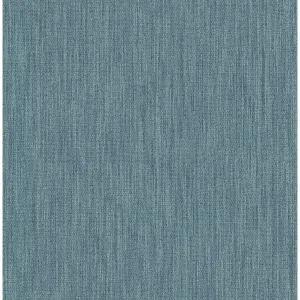 Chenille Faux Linen Wallpaper in Blue from the Bluebell Collection