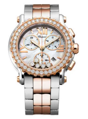 Chopard Happy Sport Chronograph Mother of Pearl Two Tone Ladies Watch 288506-6002