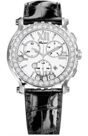 Chopard Happy Sport White Dial Chronograph Diamond Ladies Watch 288506-2001 28/8506-2001
