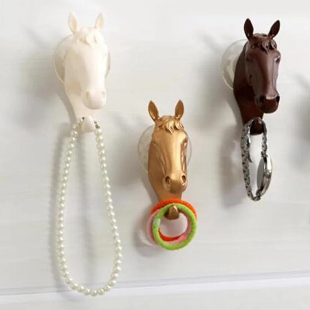 Contemporary Horse Head Wall Hook with Easy Suction Cup Mount - Stylish and Functional