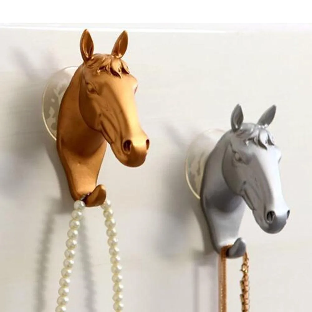 Contemporary Horse Head Wall Hook with Easy Suction Cup Mount - Stylish and Functional