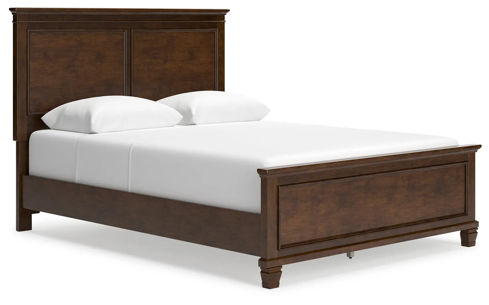 Danabrin Queen Panel Bed with Mirrored Dresser and 2 Nightstands in Brown