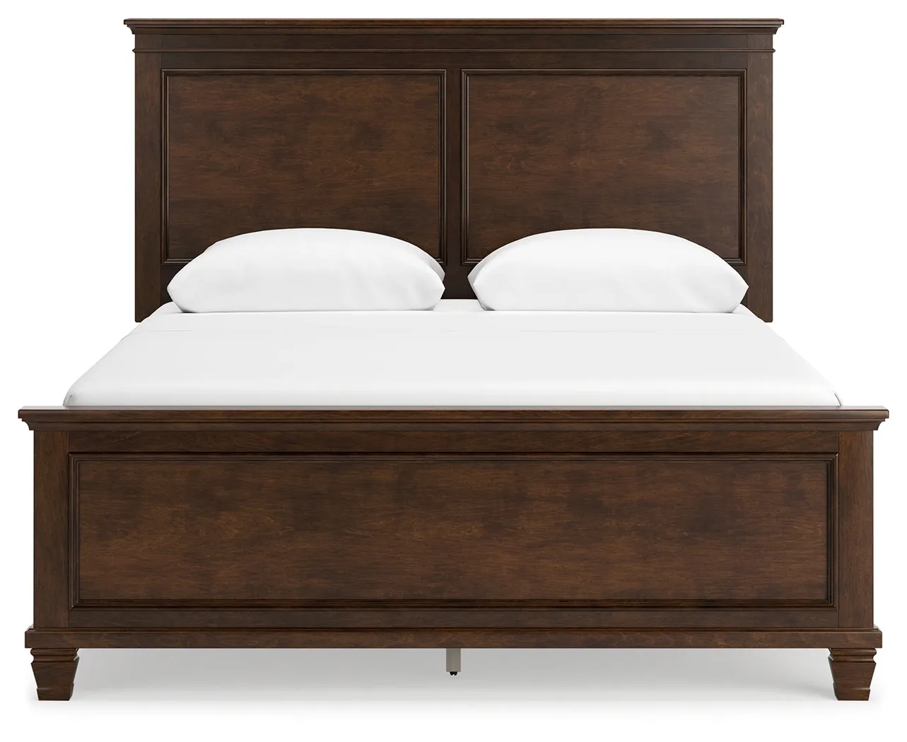 Danabrin Queen Panel Bed with Mirrored Dresser and 2 Nightstands in Brown
