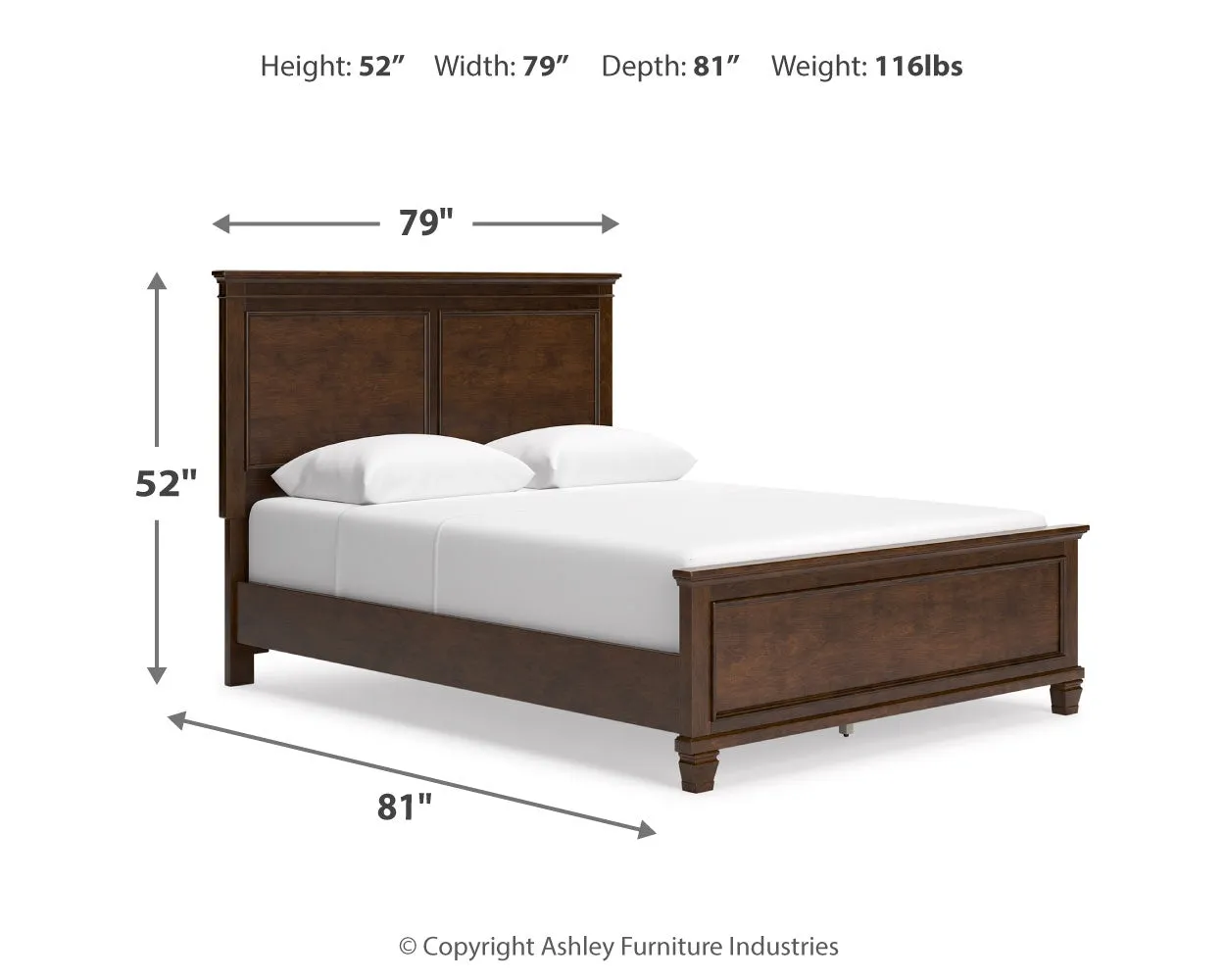 Danabrin Queen Panel Bed with Mirrored Dresser and 2 Nightstands in Brown