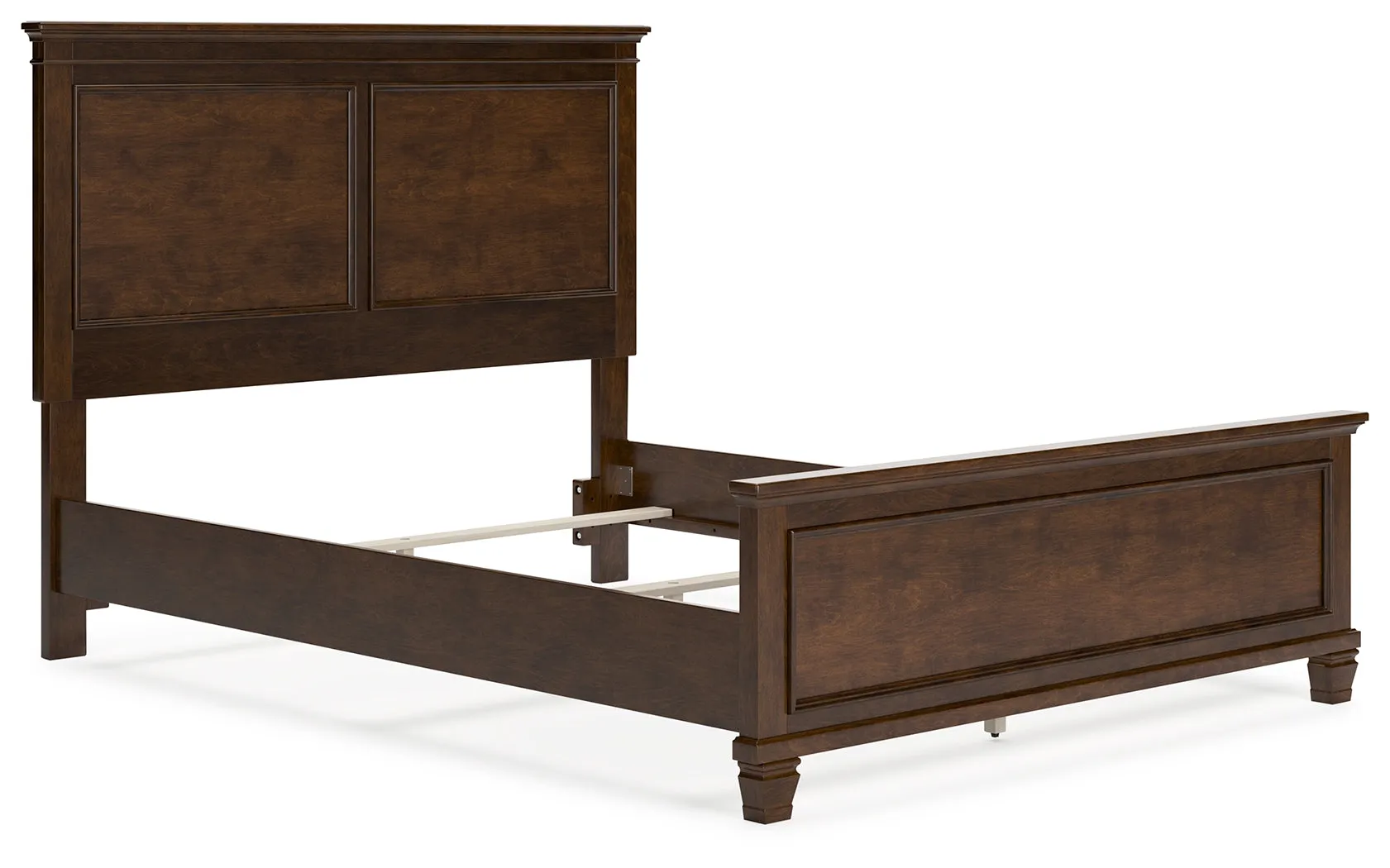 Danabrin Queen Panel Bed with Mirrored Dresser and 2 Nightstands in Brown