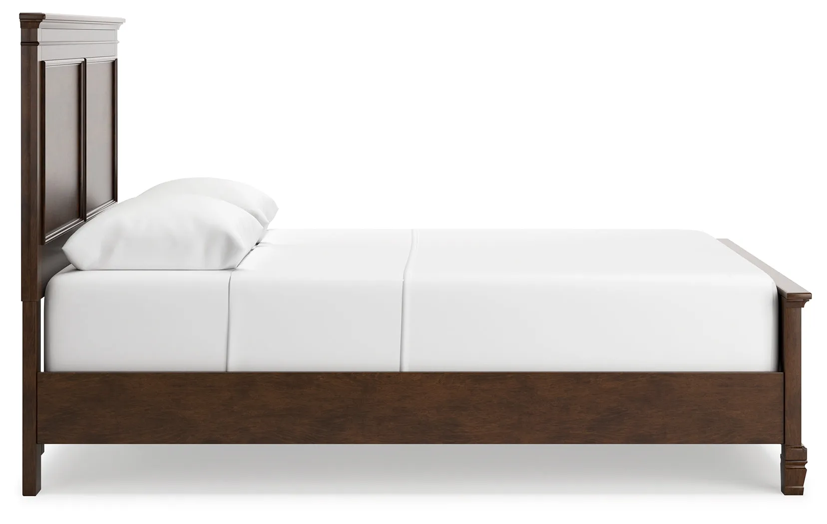 Danabrin Queen Panel Bed with Mirrored Dresser and 2 Nightstands in Brown