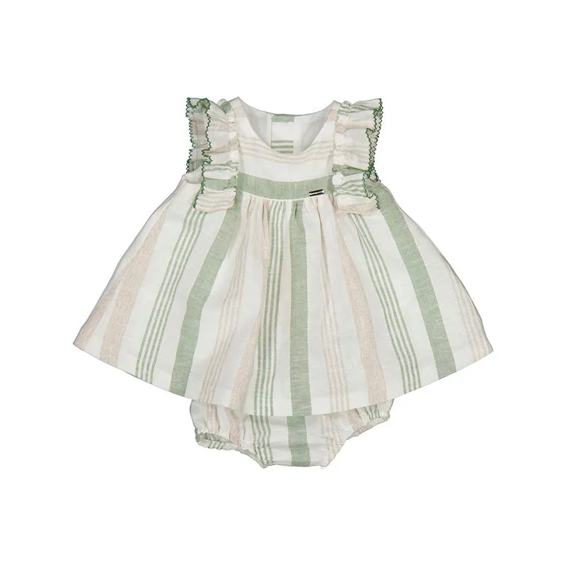 Eucalyptus Stripes Linen Dress & Bloomers
