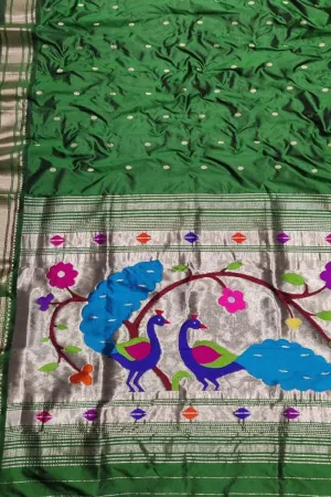Exquisite Green Handloom Paithani Silk Saree - Pure Elegance