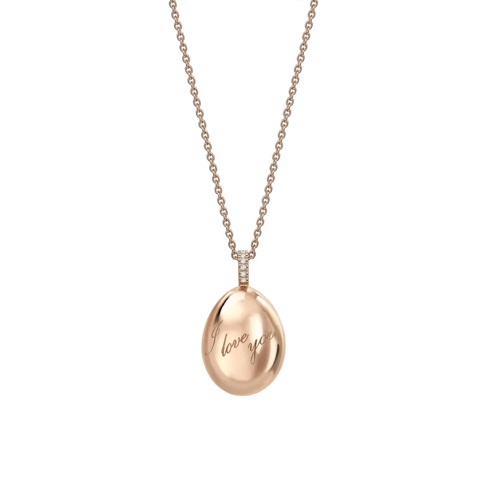 Fabergé Essence Rose Gold I Love You Egg Pendant