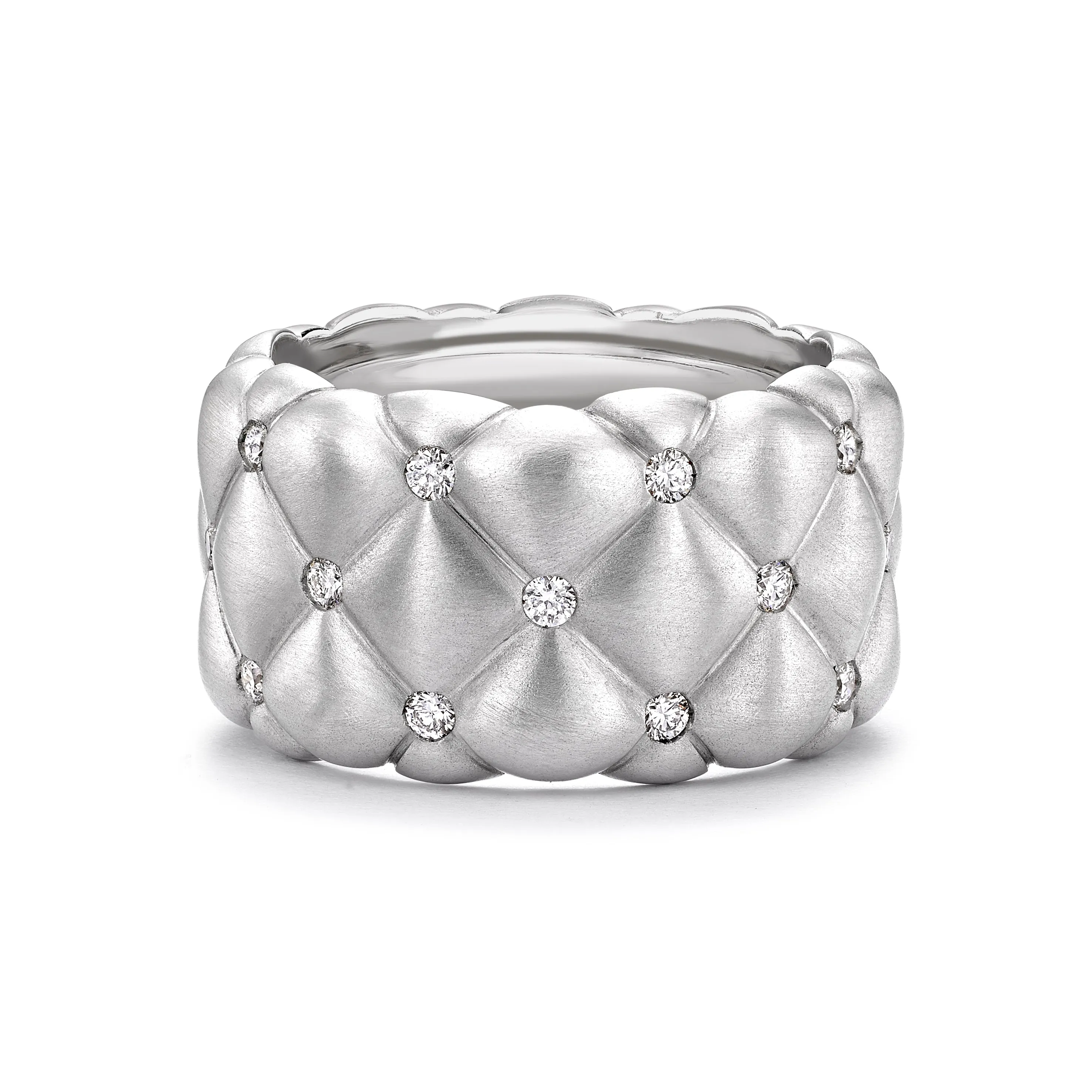 Fabergé Treillage Brushed White Gold & Diamond Set Grand Ring