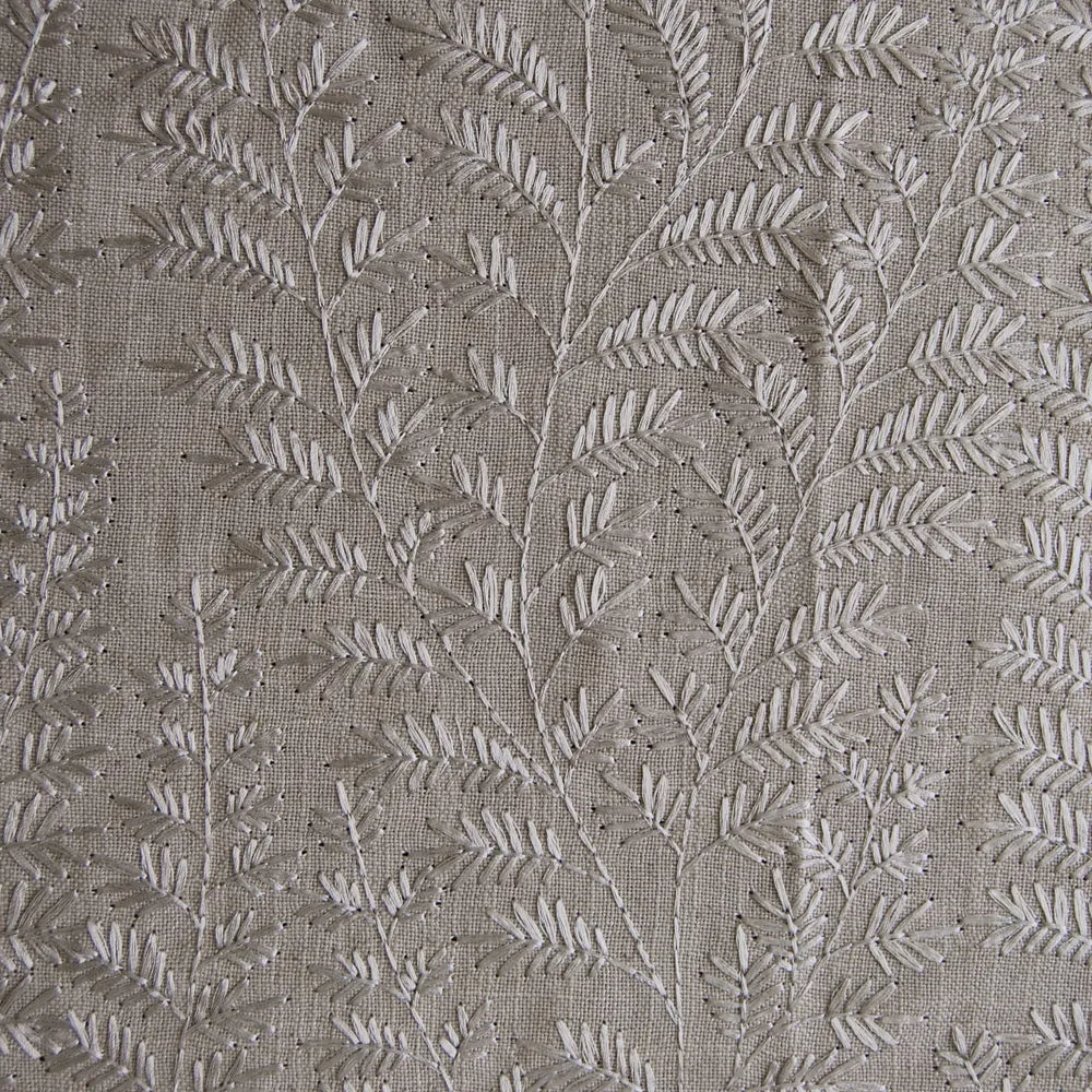 Fernbank Embroidered Woven Fabric Remnant Putty