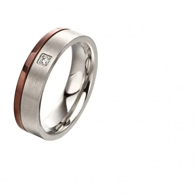 Fred Bennett Steel Ring Ip Brown Stripe R3669
