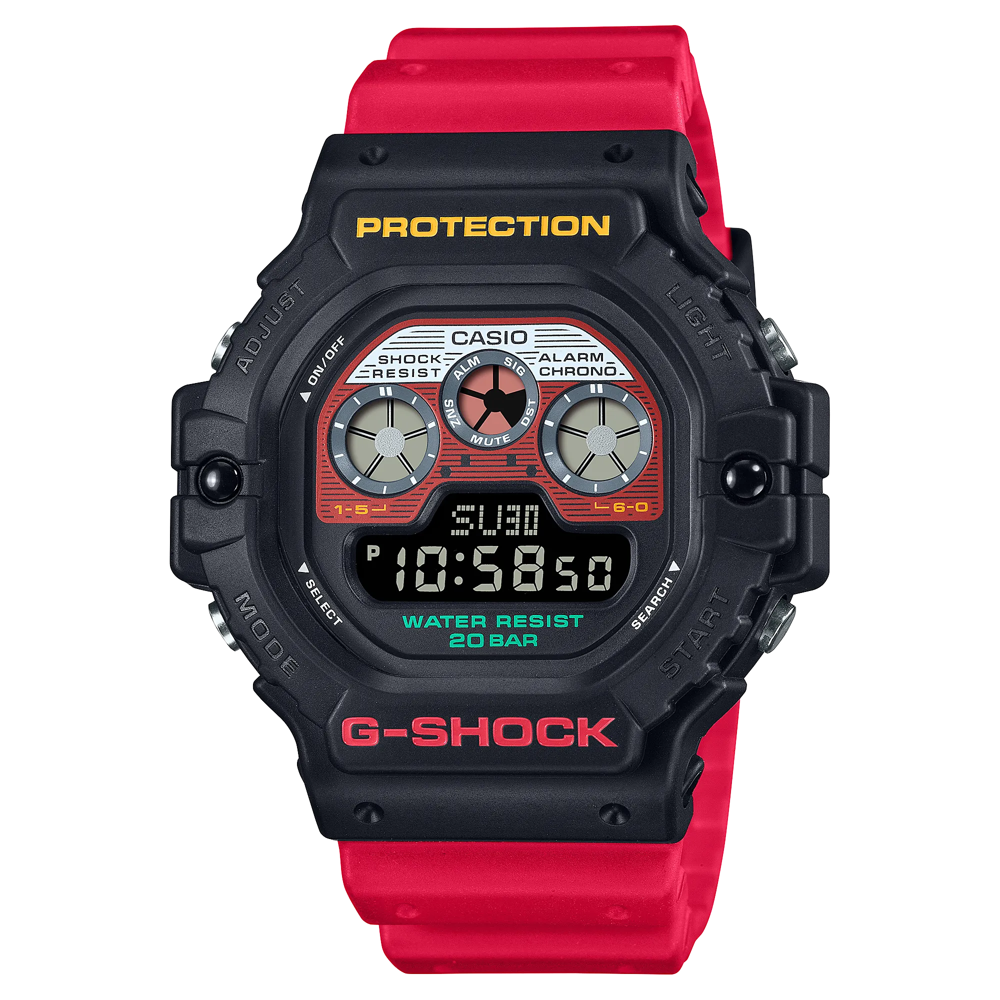 G-Shock Digital 5900 Series Red Resin Band Watch DW5900MT-1A4