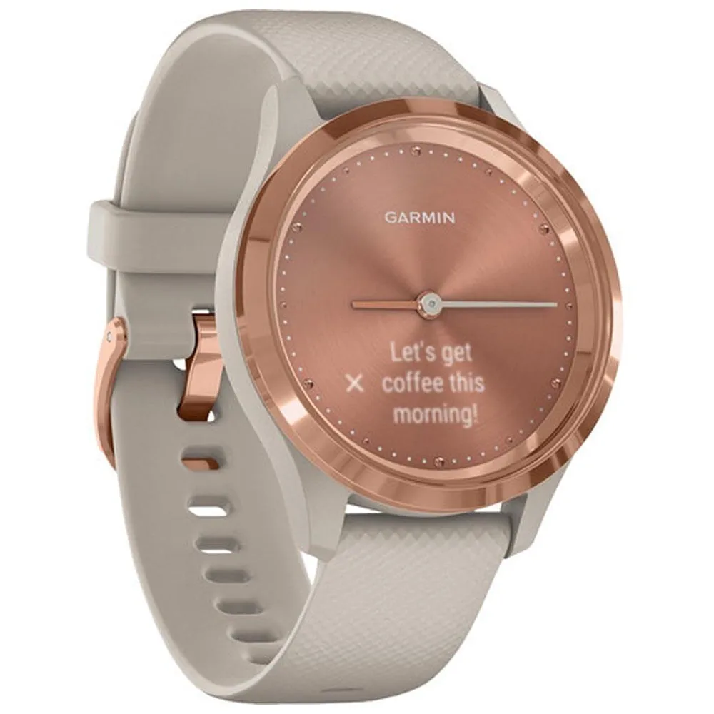 Garmin vivomove 3S Light Sand Silicone Band Gold Digital Dial Hybrid Smart Watch - 010-02238-02