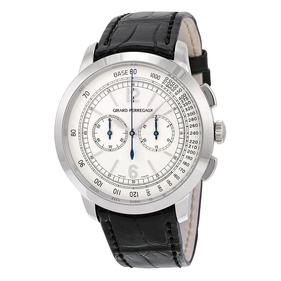 Girard Perregaux 1966 Silver Dial White Gold Black Leather Men's Watch 49539-53-151-BK6A