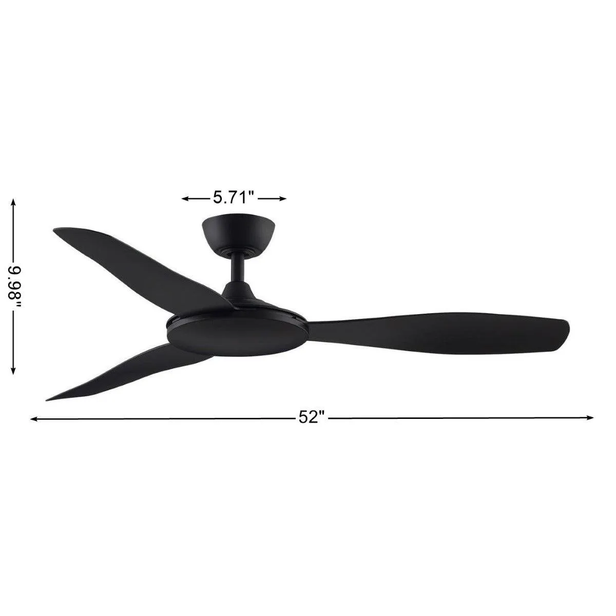 GlideAire 52 Inch Black Modern Smart Ceiling Fan with Remote
