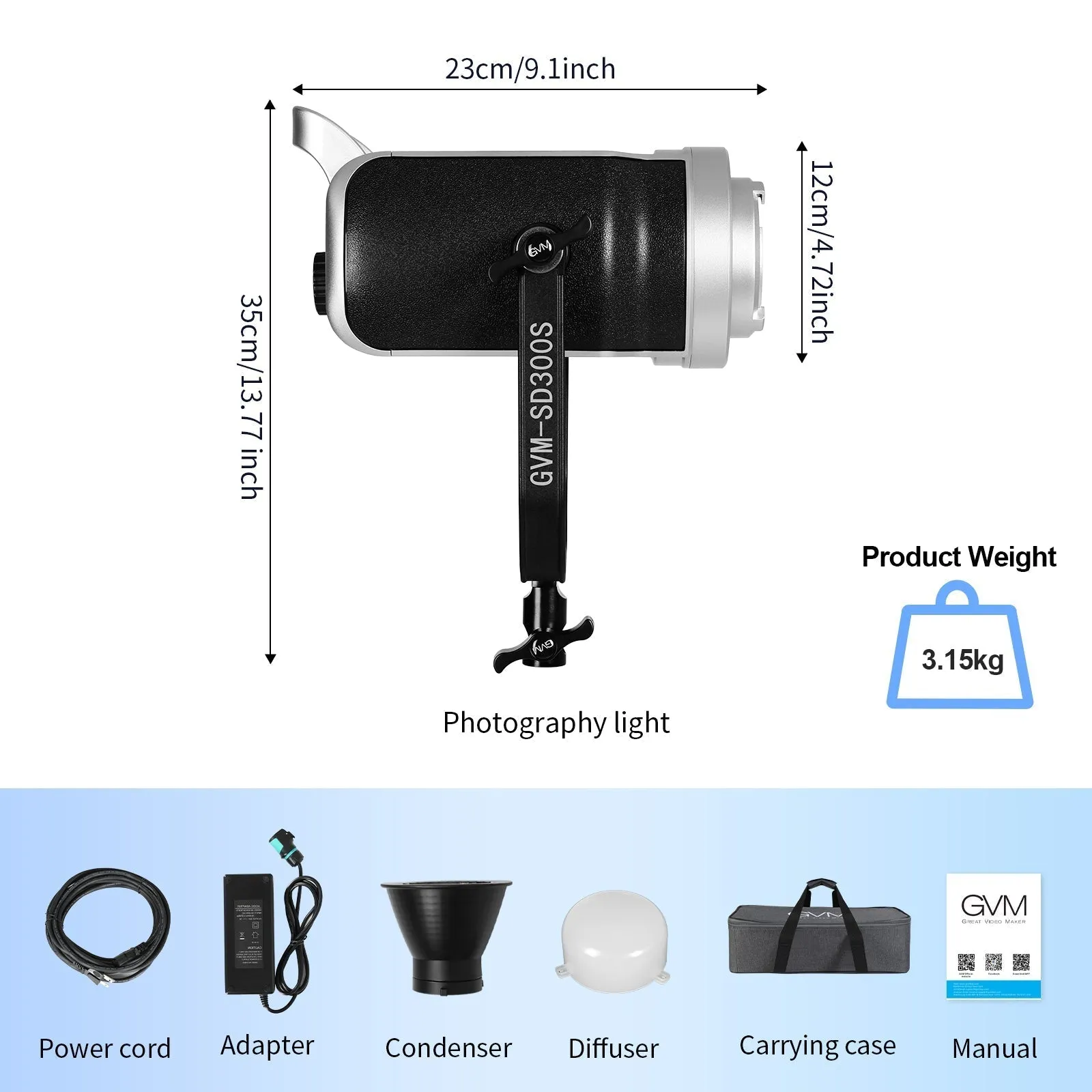 GVM-SD300S Daylight High Power LED Spotlight Daylight