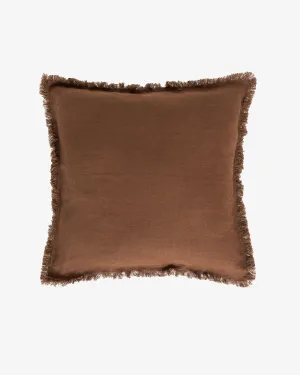 Heavyweight linen deco pillow in Chocolate brown