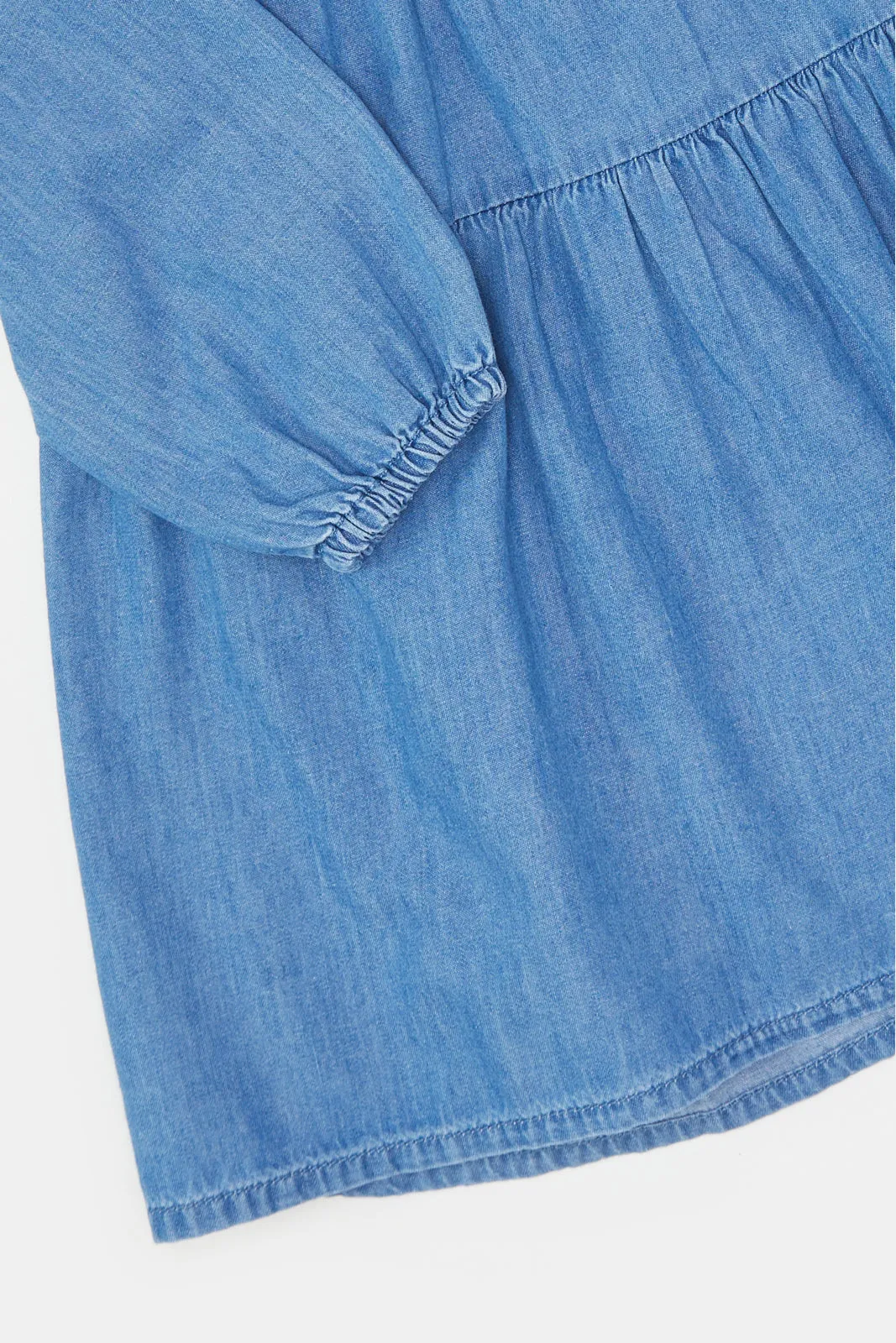 Infant Girls Blue Denim Embroidered Dress