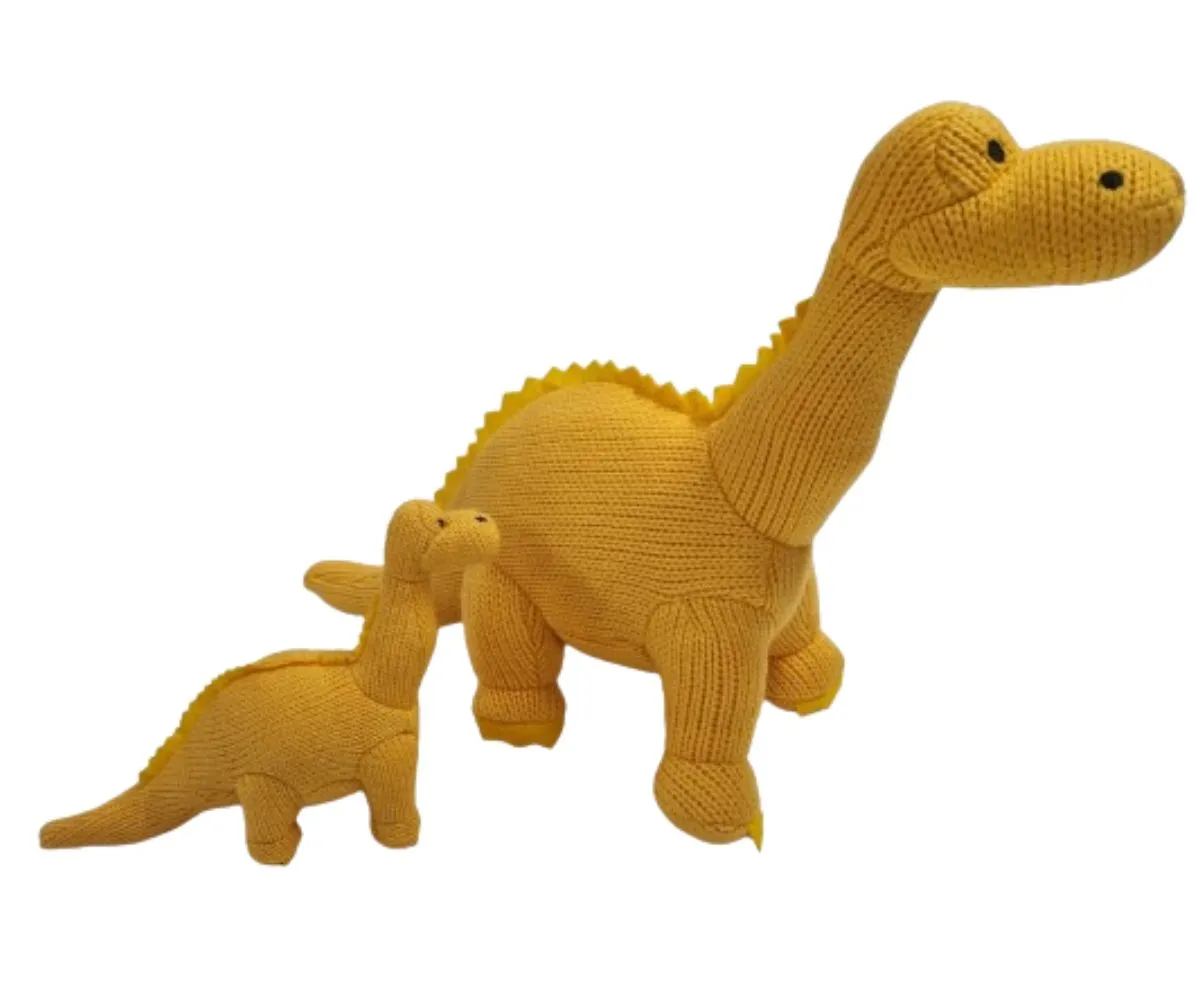 Knitted Diplodocus Yellow Cuddly Soft Toy