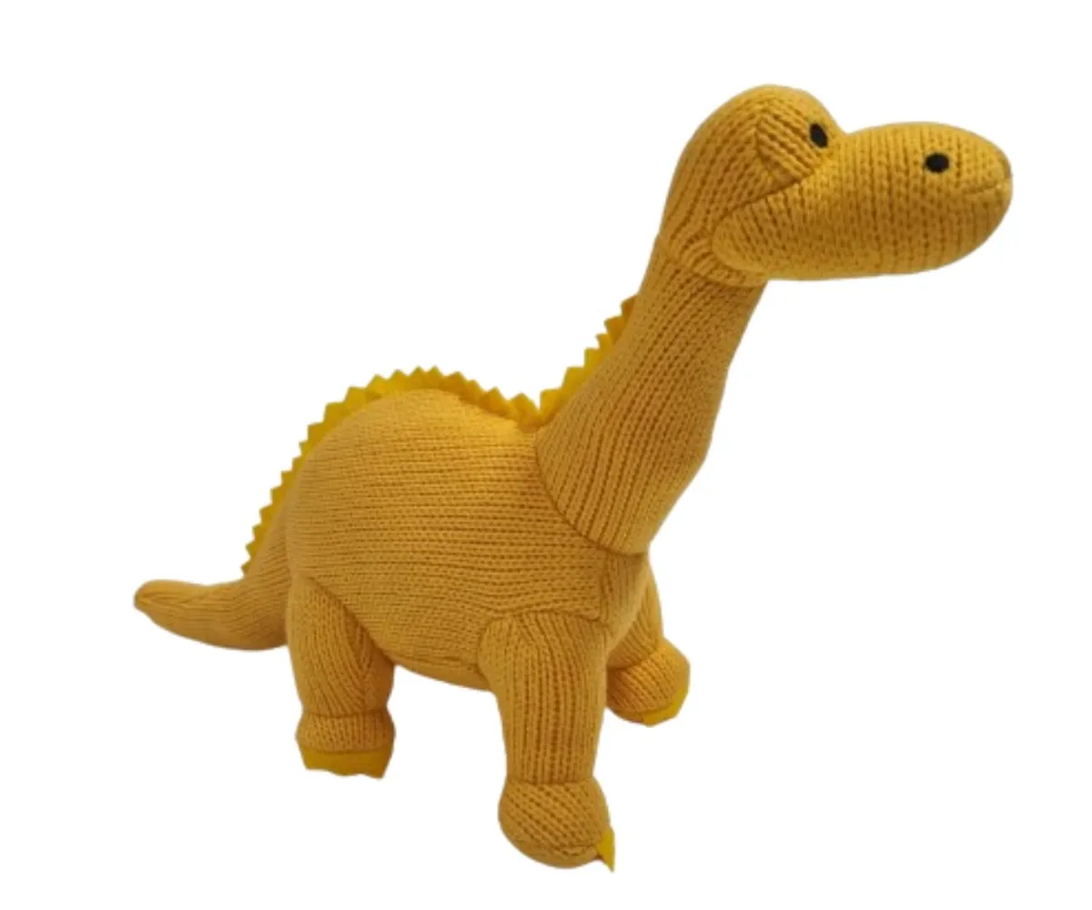 Knitted Diplodocus Yellow Cuddly Soft Toy