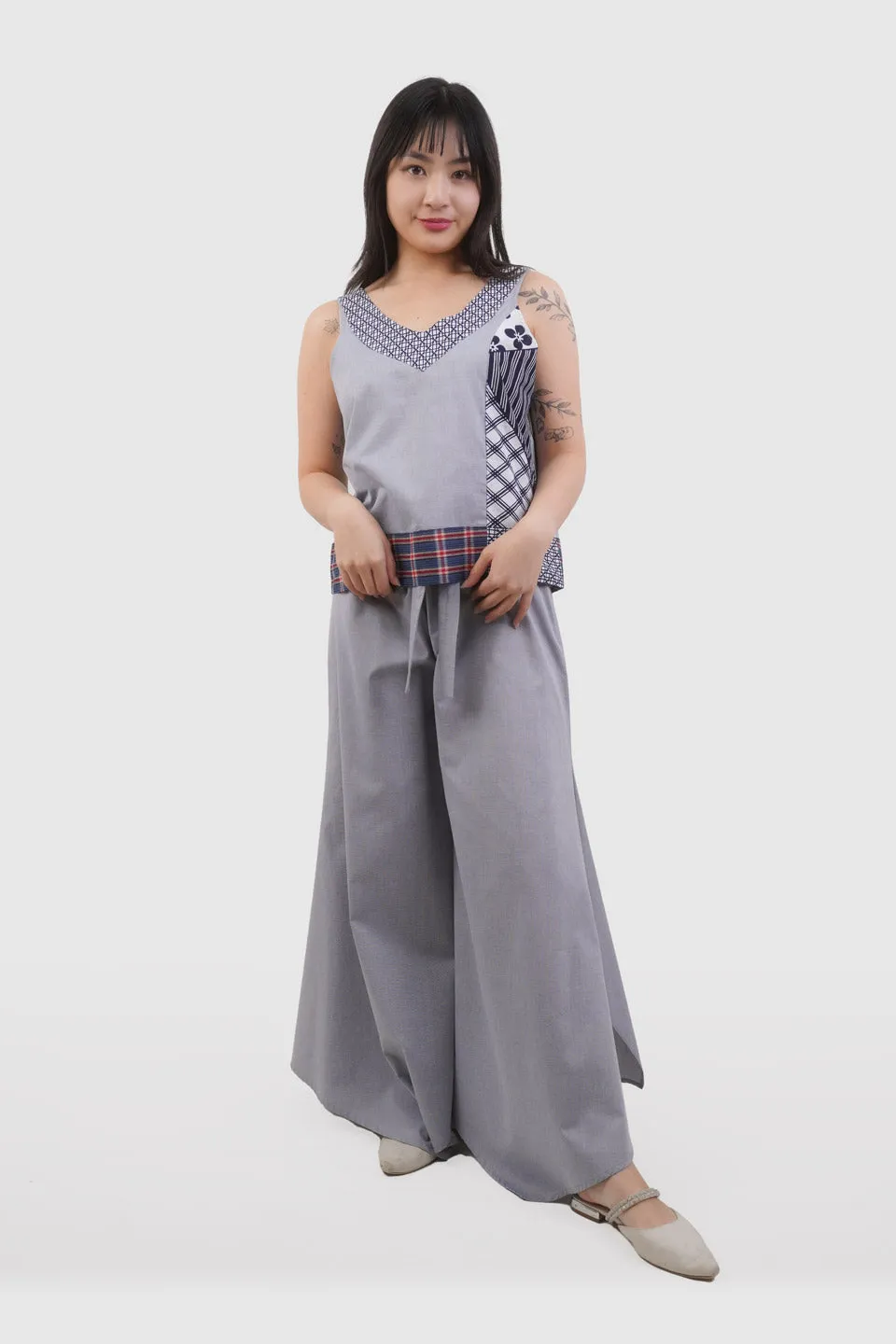 Light Grey Cotton Sleeveless Shirt | Ada
